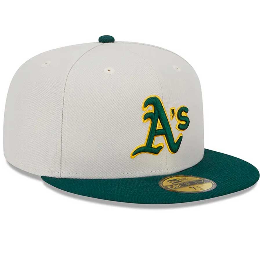 Casquette Baseball Oakland Athletics A's Verte Et Jaune - Taille 7, Ajustement Fitted, Neuve