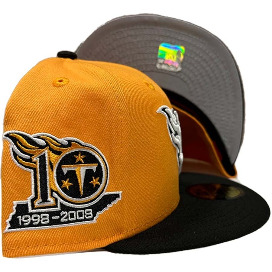 Tennessee Titans Tango Orange Two Tone 10th Season Patch Gray UV 59FIFTY Fitted Hat