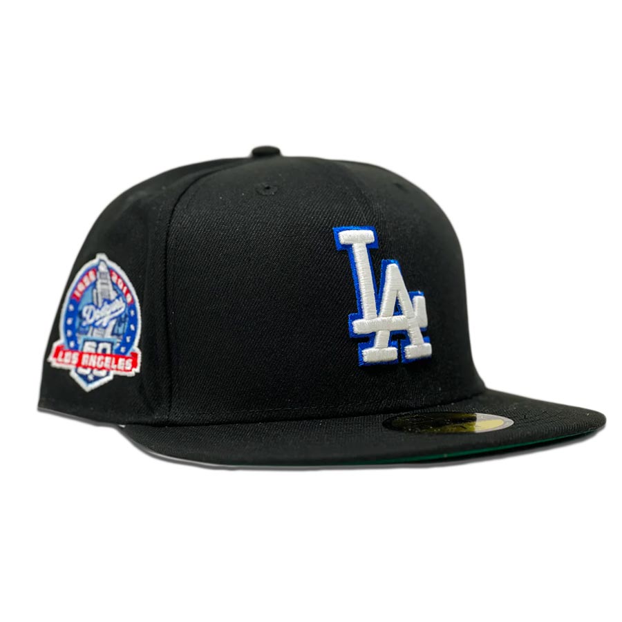 Los Angeles Dodgers Black Metallic Logo 60th Patch Green UV 59FIFTY Fitted Hat