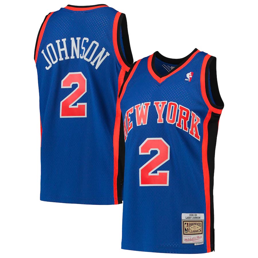 New York Knicks Larry Johnson Mitchell & Ness 1998-99 Hardwood Classics Swingman Player Royal Jersey