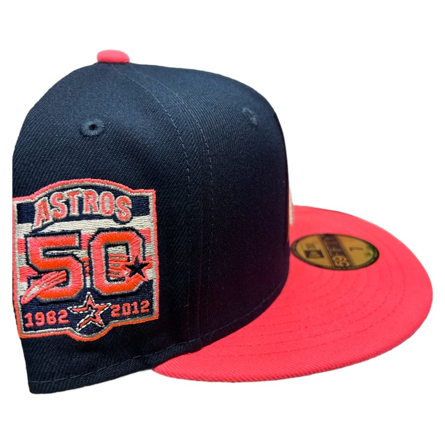 Houston Astros Navy Two Tone 50th Anniversary Side Patch Hot Pink UV New Era 59FIFTY Fitted Hat