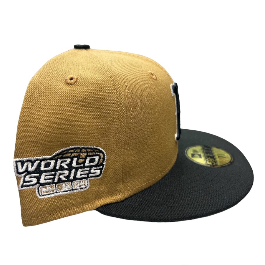 Boston Red Sox Panama Tan Two Tone 2004 World Series Patch Gray UV New Era 59FIFTY Fitted Hat