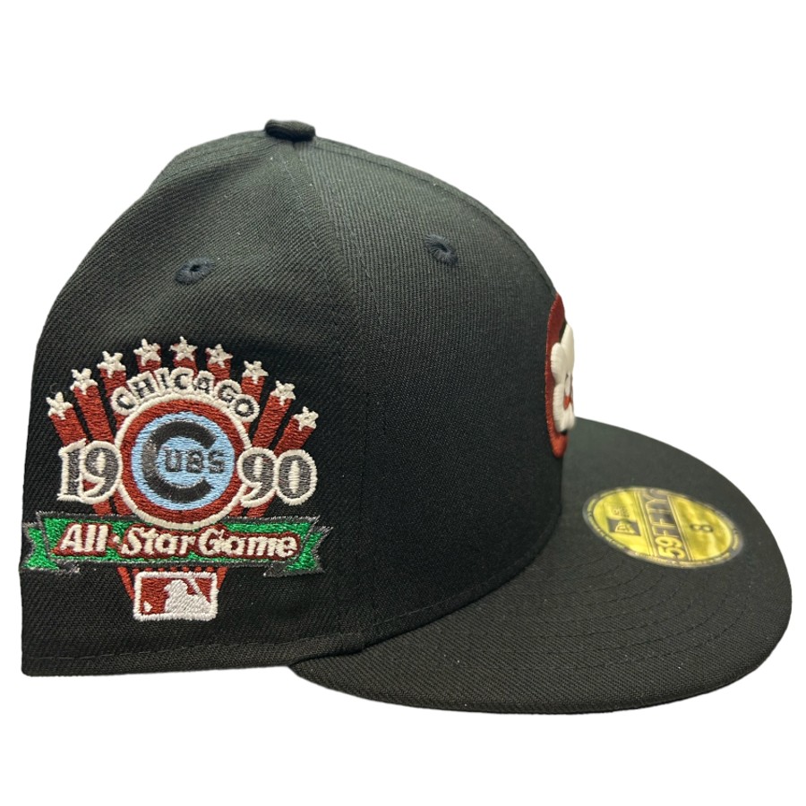 Chicago Cubs Black Anime Pack 1990 All Star Game Patch Gray UV New Era 59FIFTY Fitted Hat