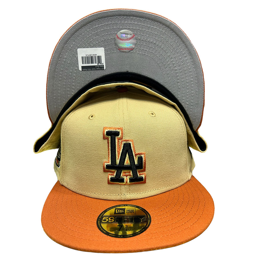 Los Angeles Dodgers Vegas Gold Two Tone 90s Movie Pack 1st World Championship Patch Grray UV New Era 59FIFTY Fitted Hat