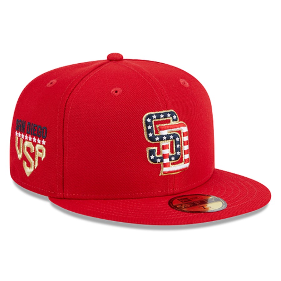 San Diego Padres Red Independence Day 2023 New Era 59FIFTY Fitted Hat