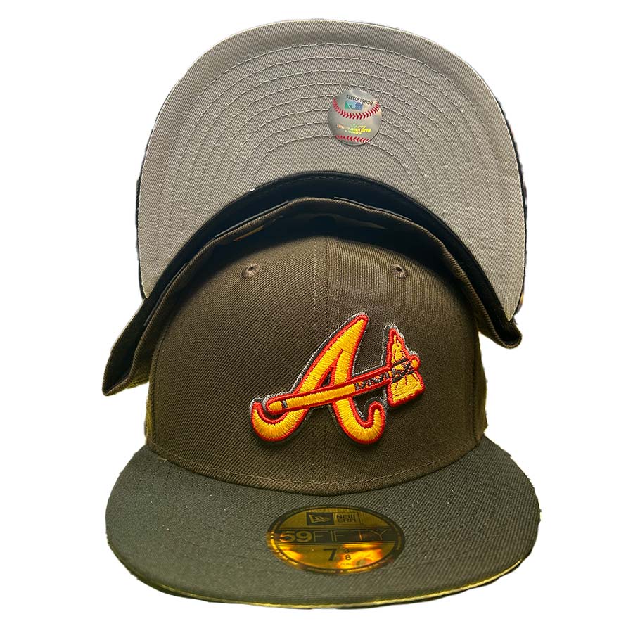 Atlanta Braves Brown Black Two Tone 2017 Season Patch Gray UV New Era 59FIFTY Fitted Hat