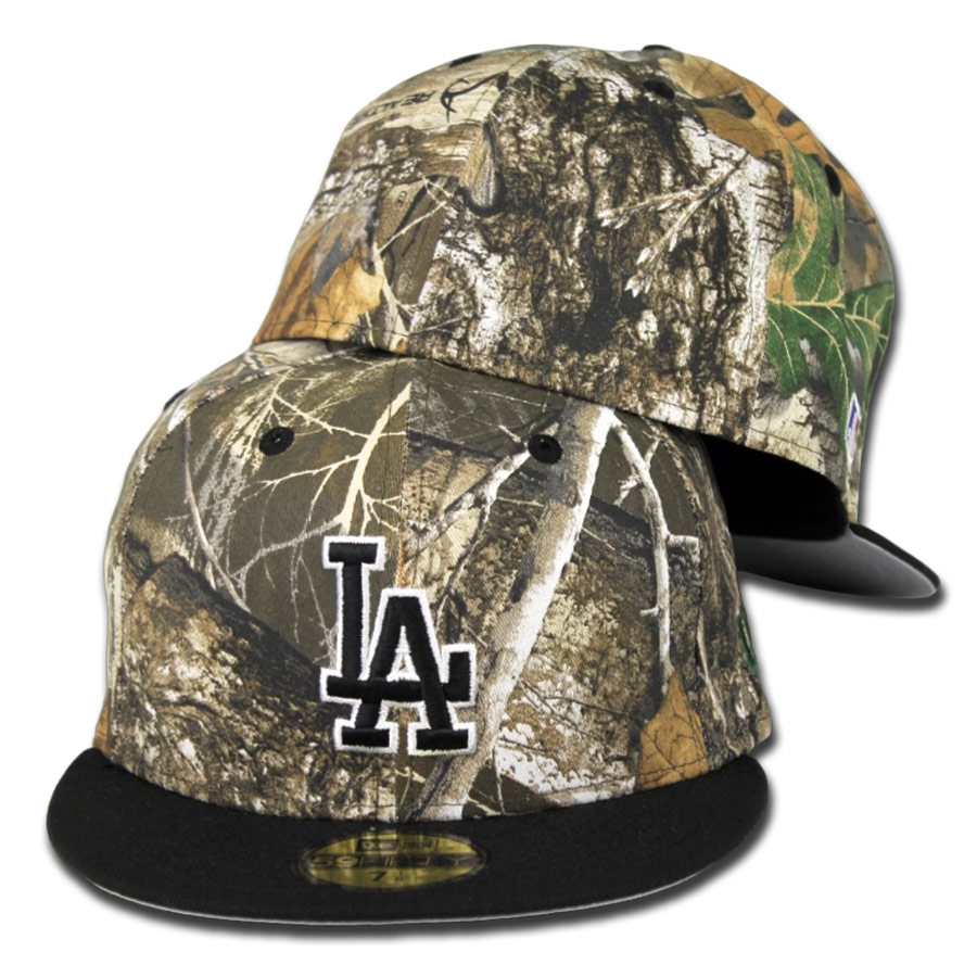 Los Angeles Dodgers 805 Real Tree Pack MLB Side Patch Gray UV 59FIFTY Fitted Hat