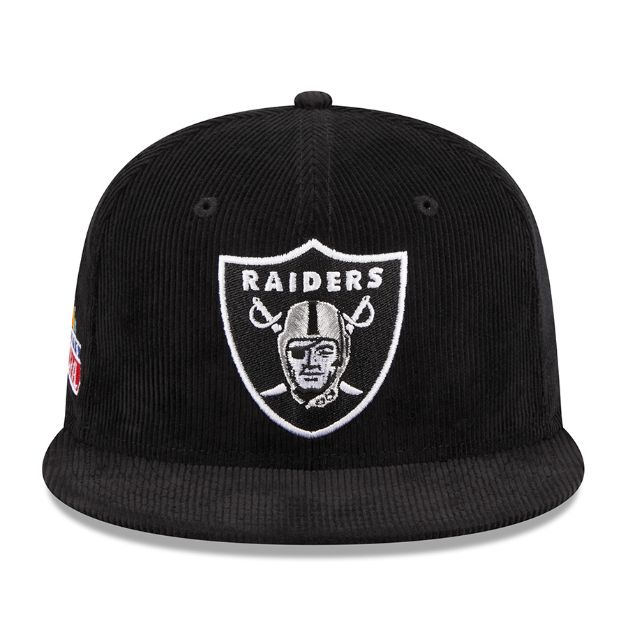 Las Vegas Raiders Black Throwback Corduroy 1990 Hawaii Pro Bowl Patch Gray UV 59FIFTY Fitted Hat