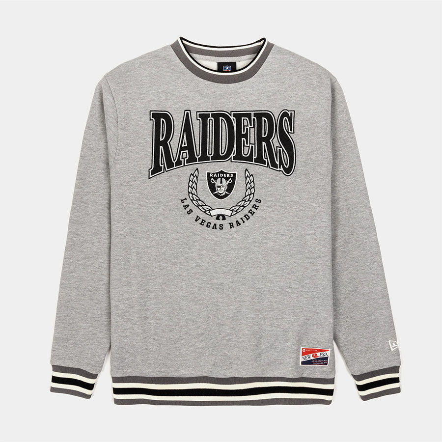 Las Vegas Raiders Gray New Era Throwback Crewneck