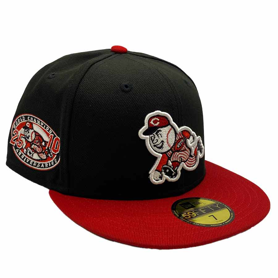 Cincinnati Reds Black and Red 2000 World Series Anniversary Patch Green UV New Era 59Fifty Fitted Hat