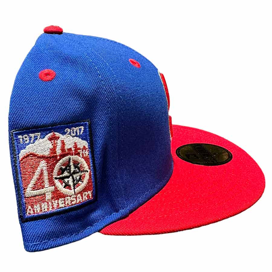 Seattle Mariners Blue and Red Hometown Hero 40th Anniversary Patch Gray UV New Era 59FIFTY Fitted Hat