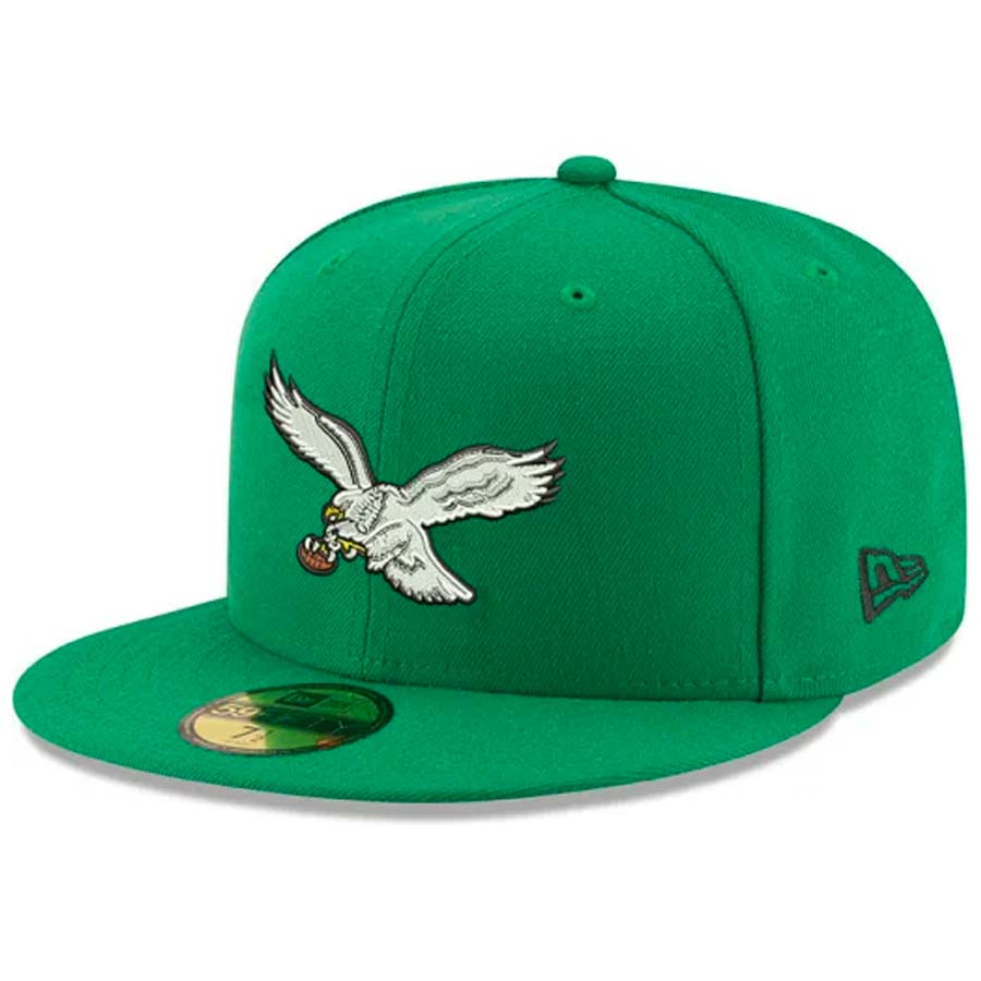 Philadelphia Eagles Kelly Green Throwback Logo NFL New Era 59FIFTY Fitted Hat