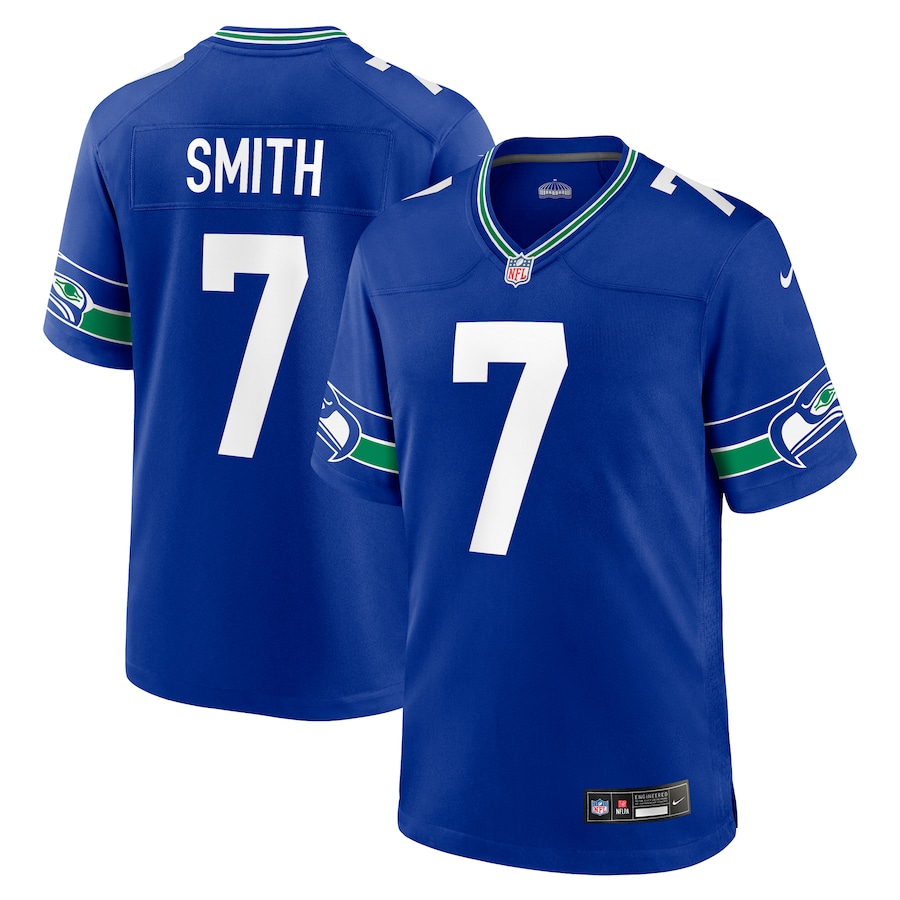 Seattle Seahawks Geno Smith Royal Blue Retro Throwback Nike Game Jersey