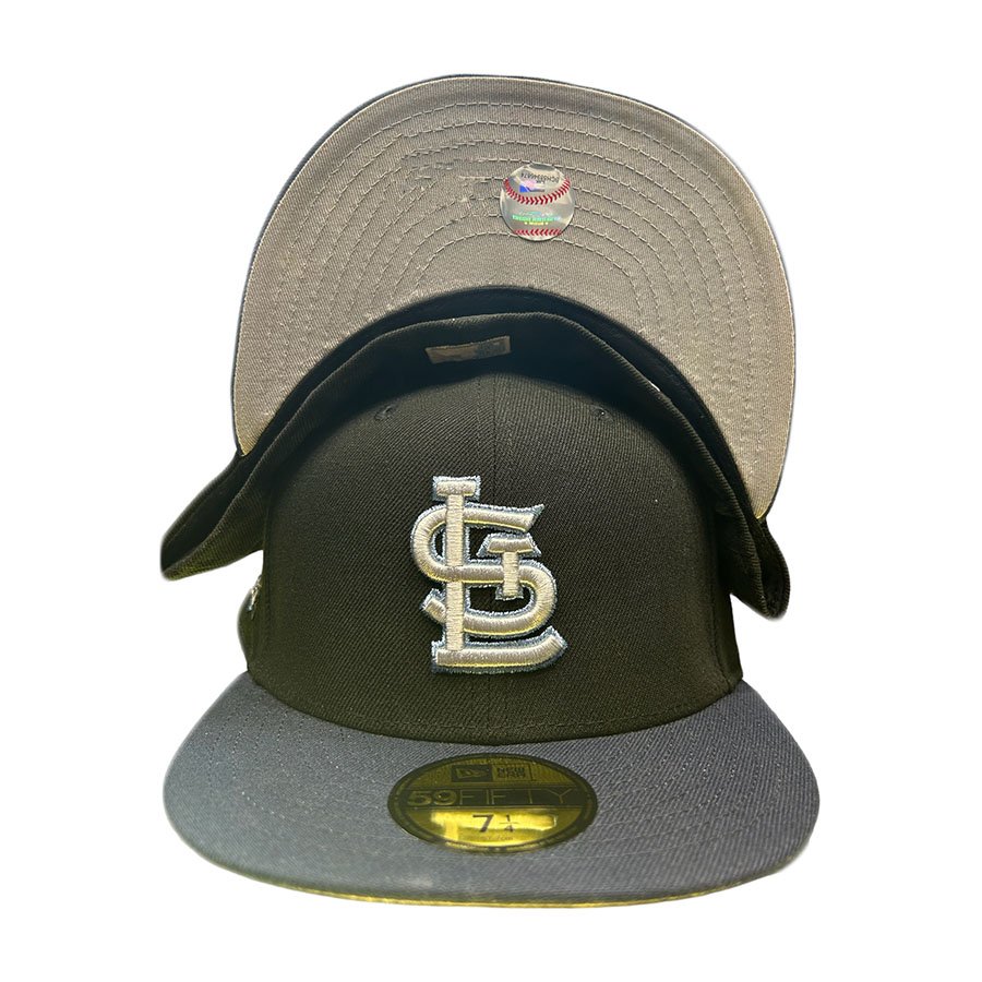St. Louis Cardinals Black Navy Two Tone Busch Stadium Patch Gray UV New Era 59FIFTY Fitted Hat