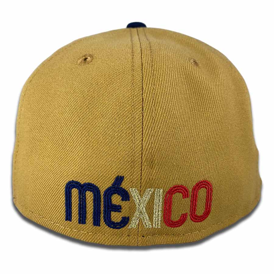 Mexico Khaki Dark Brown Black Flag Patch Red UV New Era 59FIFTY Fitted Hat