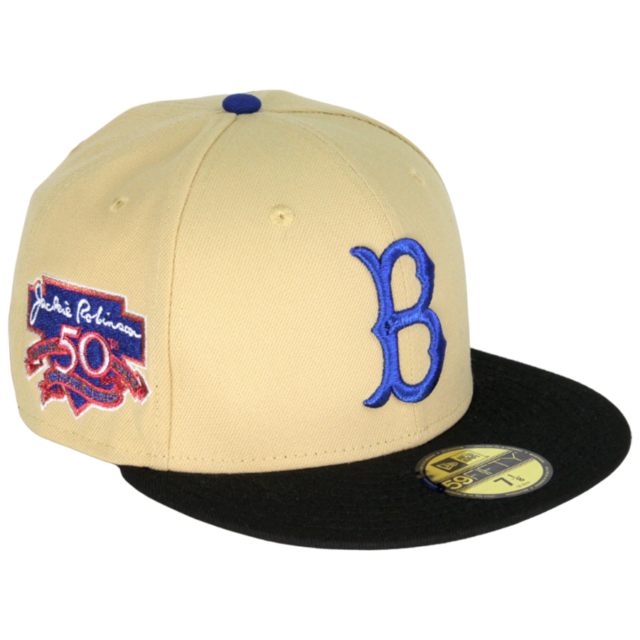 Brooklyn Dodgers Vegas Gold Black Two Tone Jackie 50th Patch Green