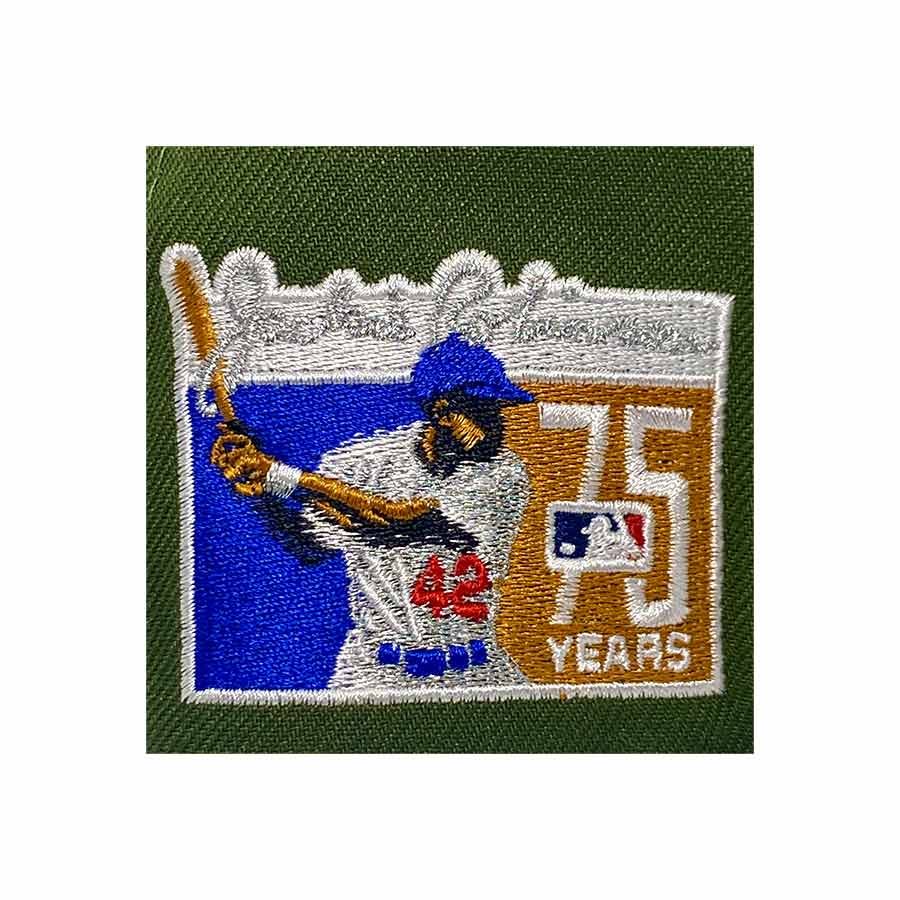 Brooklyn Dodgers Olive and Black NY vs Boston Pack Jackie Robinson 75th Anniversary Patch Gray UV New Era 59Fifty Fitted Hat