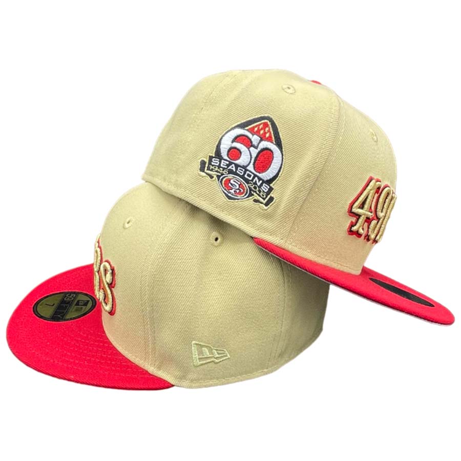 San Francisco 49ers Red Gold Two Tone 60 Seasons Patch Gray UV 59FIFTY Fitted Hat