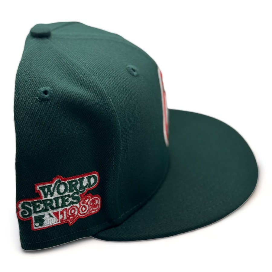 St. Louis Cardinals Green Christmas Pack 1982 World Series Patch Red UV New Era 59FIFTY Fitted Hat