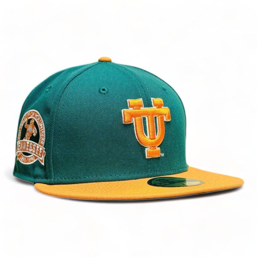 Tennessee Volunteers NCAA Green Orange Two Tone 100th Anniversary Patch New Era 59FIFTY Fitted Hat