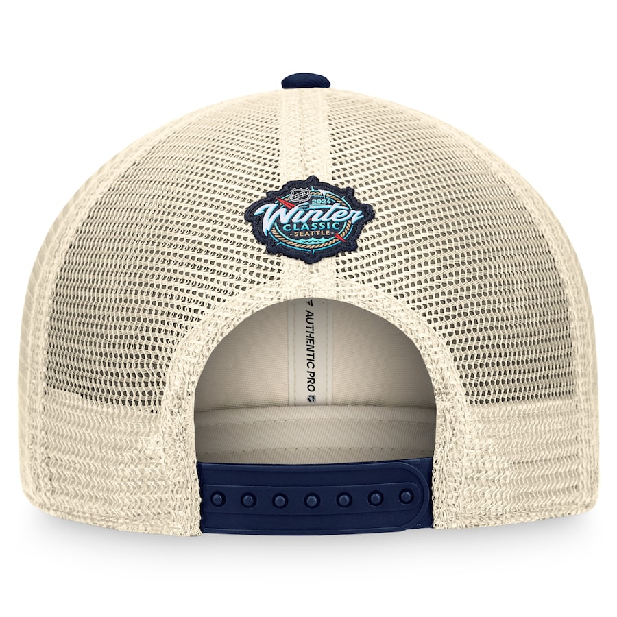Seattle Kraken Deep Sea Blue Cream 2024 NHL Winter Classic Adjustable Trucker Hat