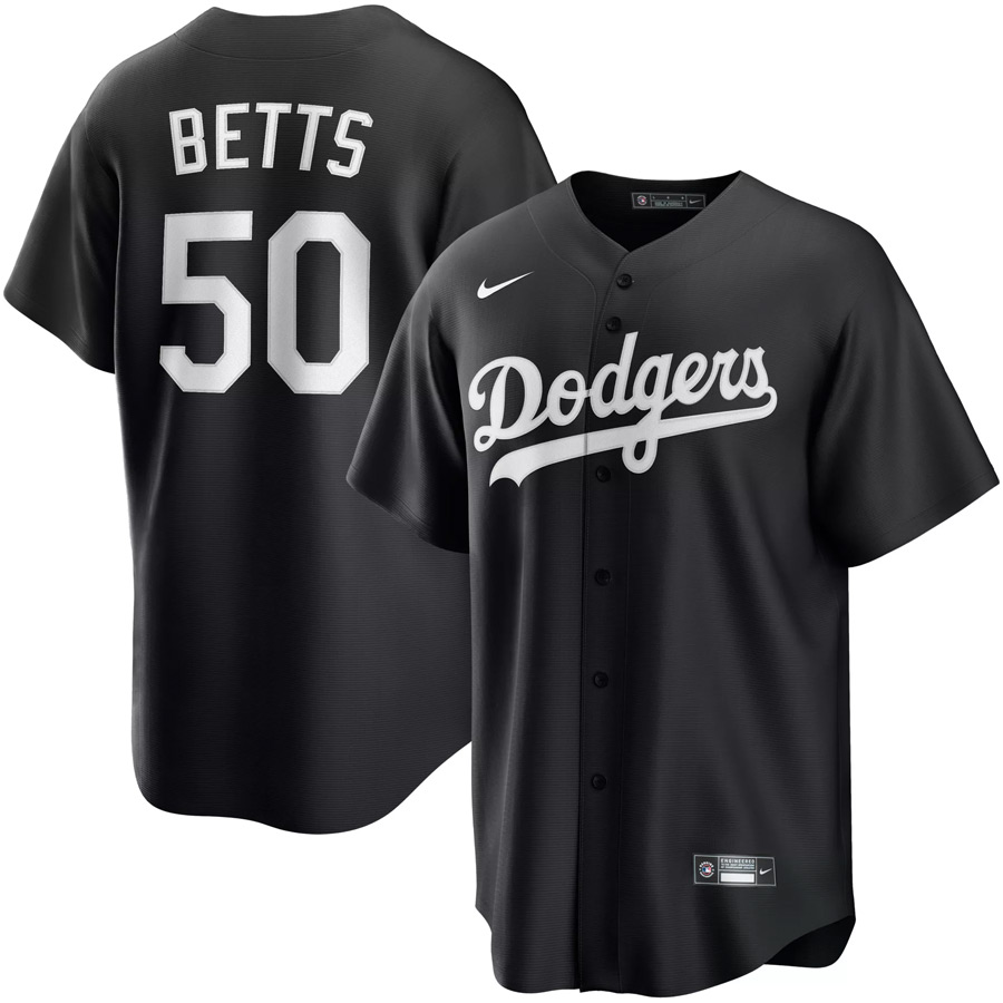 Los Angeles Dodgers Mookie Betts Black White Fashion Nike Jersey