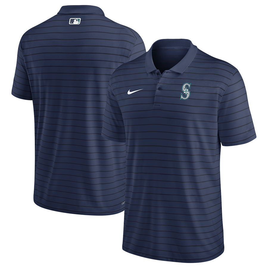 Seattle Mariners Nike Navy Authentic Collection Victory Striped Performance Polo Shirt