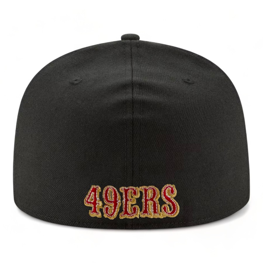 San Francisco 49ers Black Super Bowl LVIII Side Patch NFL New Era 59FIFTY Fitted Hat
