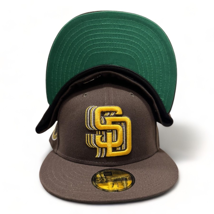San Diego Padres Brown Cascading Logo 1978 ASG Patch Green UV New Era 59FIFTY Fitted Hat