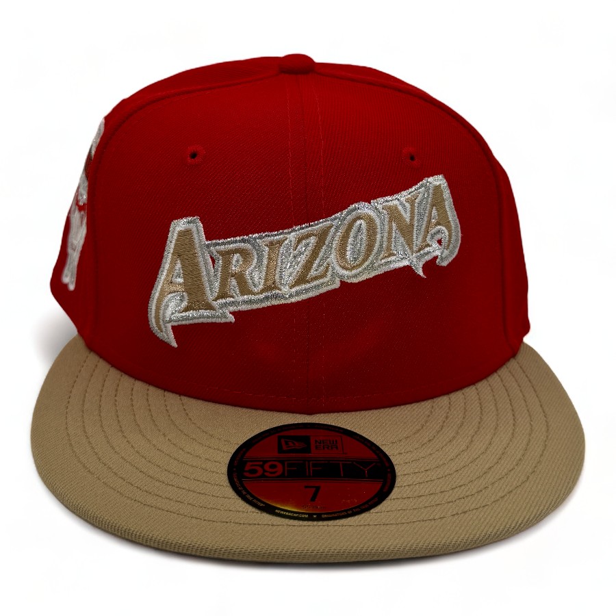 Arizona Diamondbacks Red and Khaki Muddy Pack 1998 Inaugural Season Patch Gray UV New Era 59Fifty Fitted Hat