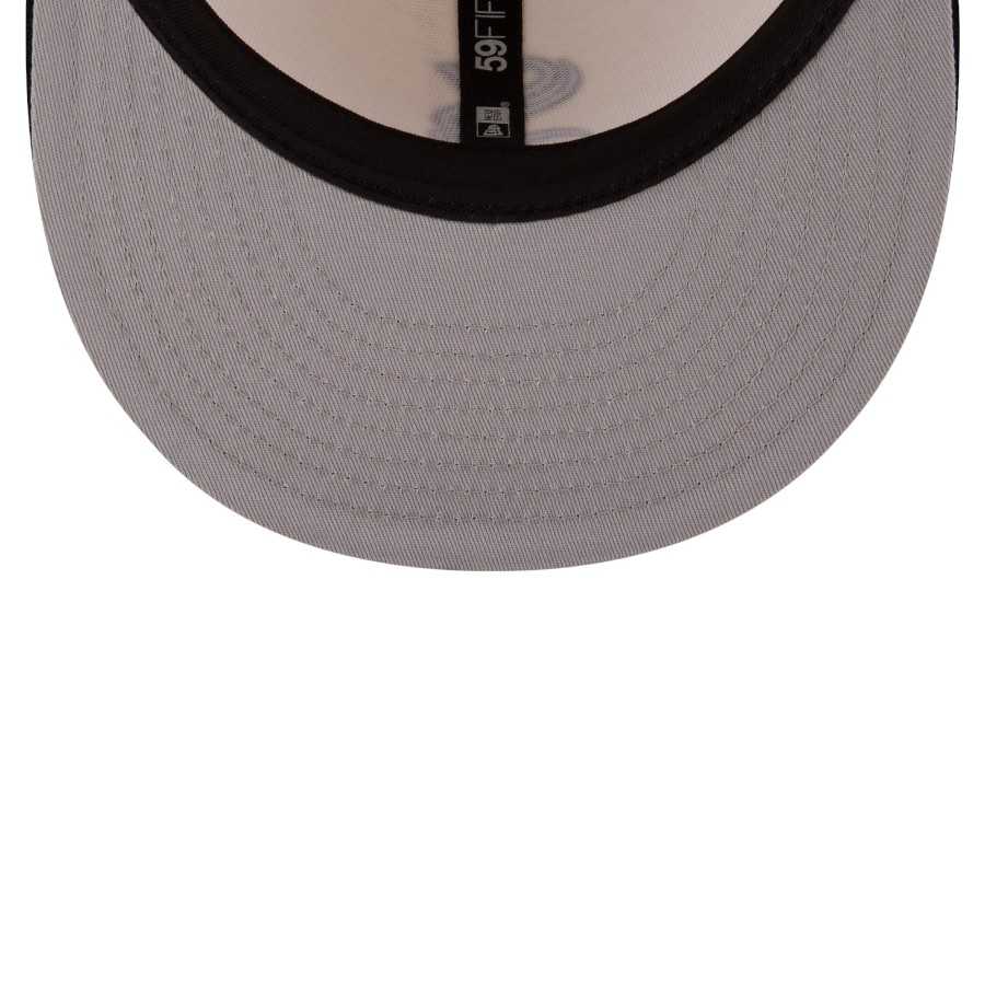 Chicago White Sox Chrome Black Leather Visor New Era 59FIFTY Fitted Hat