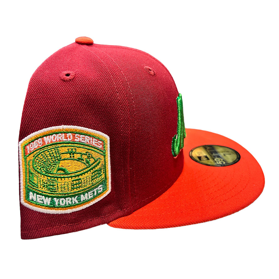 New York Mets Red Orange Two Tone BK3 Pack 1969 WS Patch Green UV Era 59FIFTY Fitted Hat