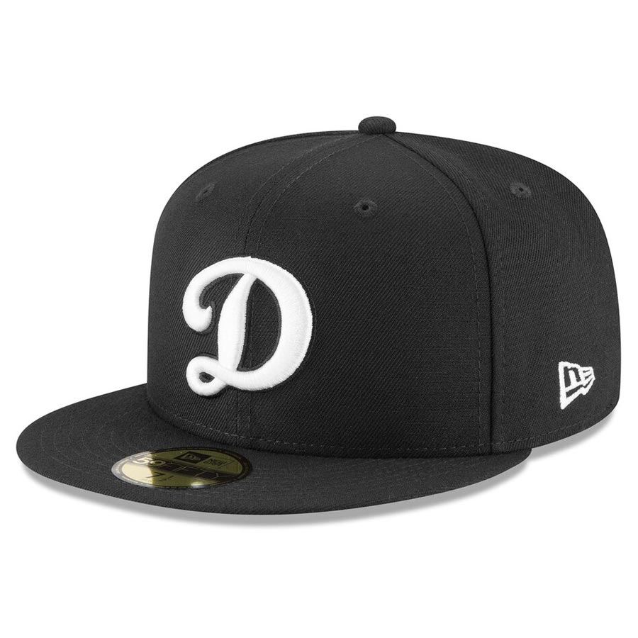 Los Angeles Dodgers Secondary D Logo Black and White Basic New Era 59FIFTY Fitted Hat