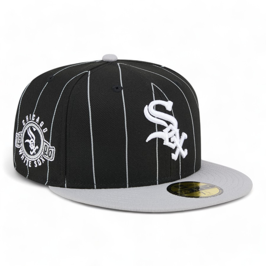 Chicago White Sox Black Throwback Pinstripes New Era 59FIFTY