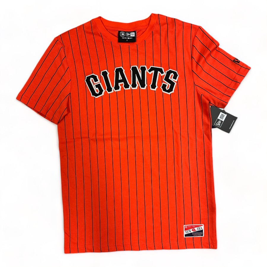 San Francisco Giants Orange Black Pinstripe Basic Logo New Era T-Shirt