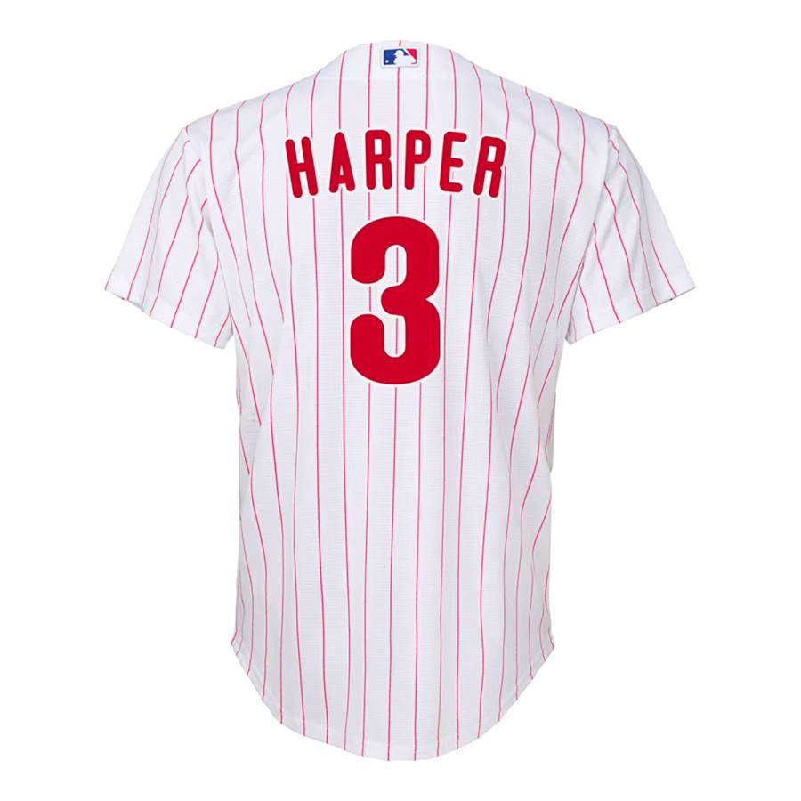 Youth Philadelphia Phillies Bryce Harper White Home Pinstripe Nike Player Jersey