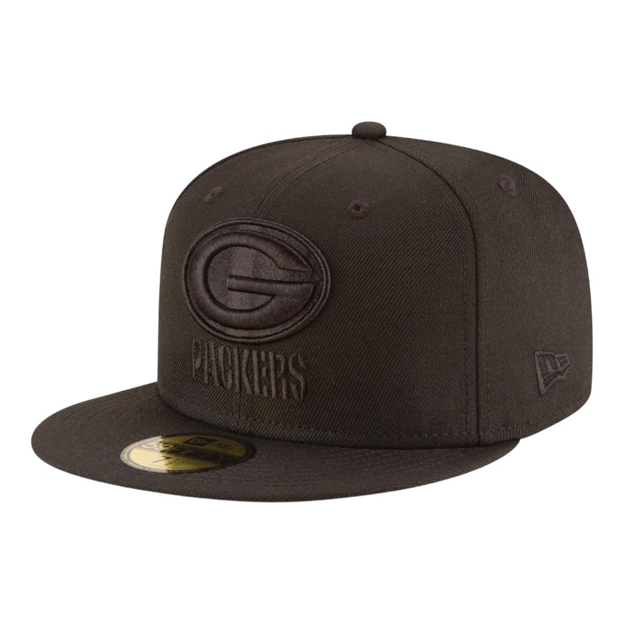 Green Bay Packers Black on Basic New Era 59FIFTY Fitted Hat