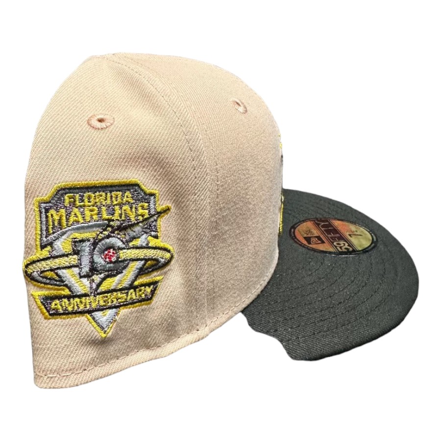Florida Marlins Brown Black Two Tone 10th Aniv Patch Gray UV New Era 59FIFTY Fitted Hat