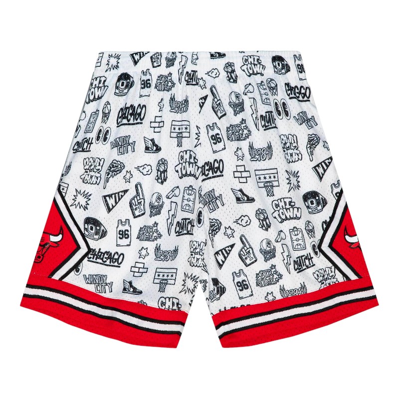 Chicago Bulls White Mitchell & Ness 1997-98 Doodle Swingman Shorts