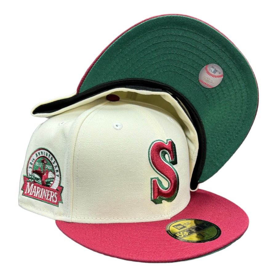 Seattle Mariners Chrome Red Two Tone 30th Anni Patch Green UV New Era 59Fifty Fitted Hat