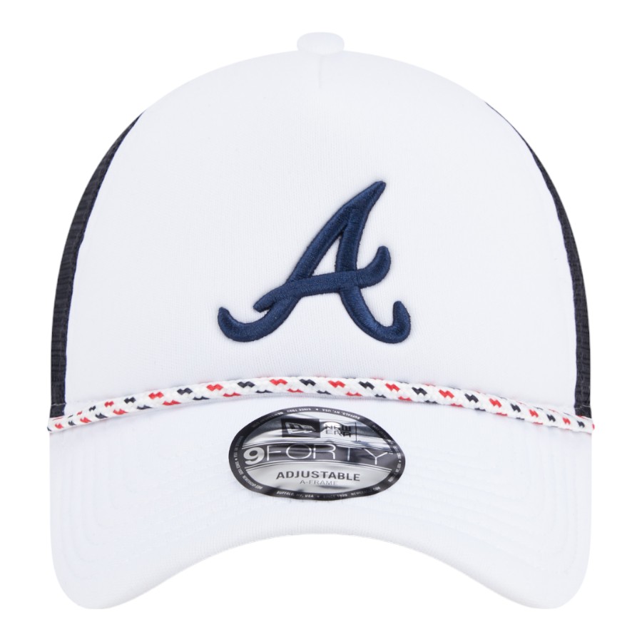 Atlanta Braves White Court Sport New Era 9FORTY A-Frame Trucker Snapback