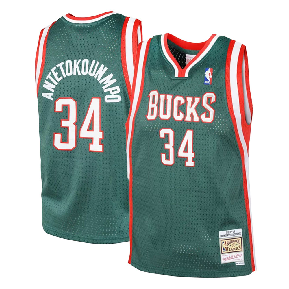 Youth Milwaukee Bucks Giannis Antetokounmpo Mitchell & Ness 2013-14 Hardwood Classics Swingman Green Jersey