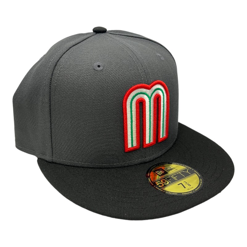 Mexico Charcoal Black Two Tone Flag Batterman UV New Era 59FIFTY Fitted Hat
