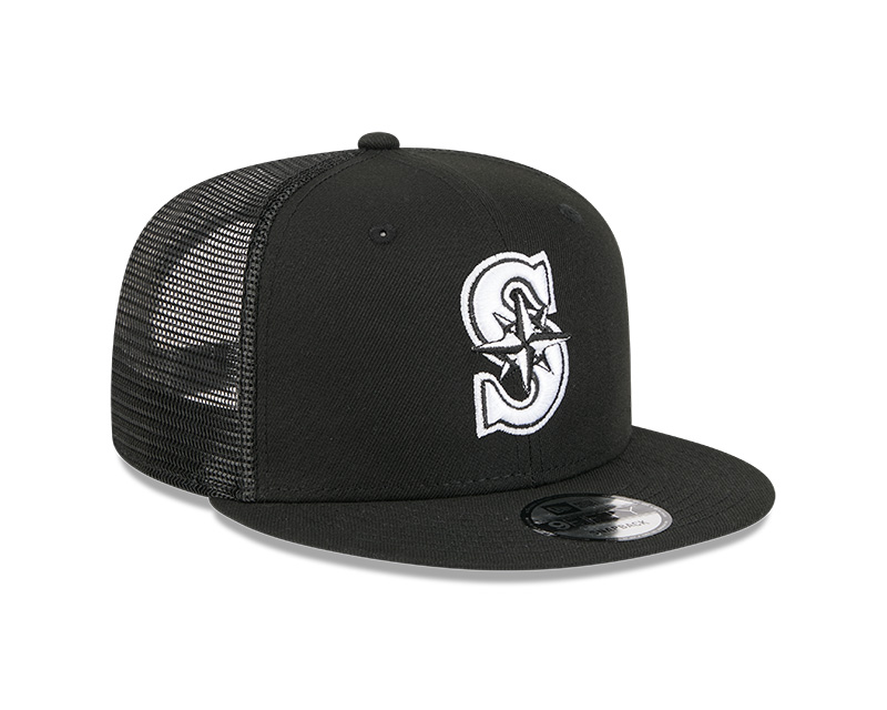Seattle Mariners Black Mesh Trucker New Era 9FIFTY Snapback Hat
