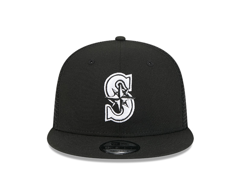 Seattle Mariners Black Mesh Trucker New Era 9FIFTY Snapback Hat