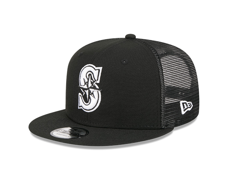 Seattle Mariners Black Mesh Trucker New Era 9FIFTY Snapback Hat