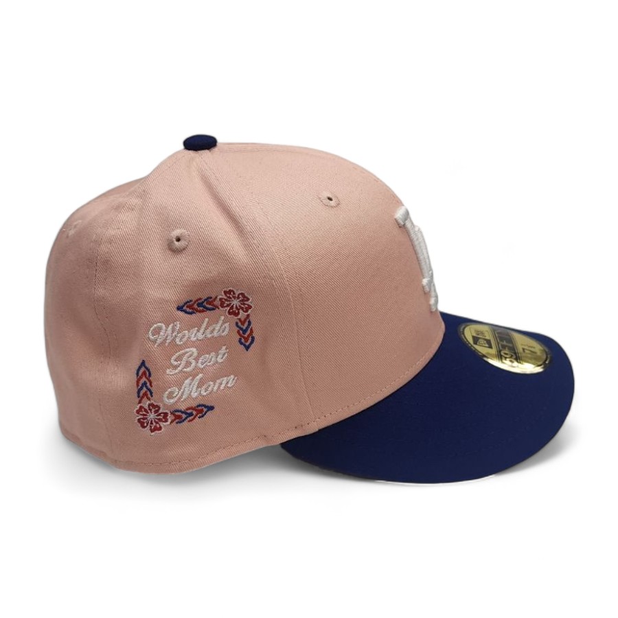 Los Angeles Dodgers Pink and Blue Mothers Day "Worlds Best Mom" Embroidery Gray UV 59FIFTY Fitted Hat