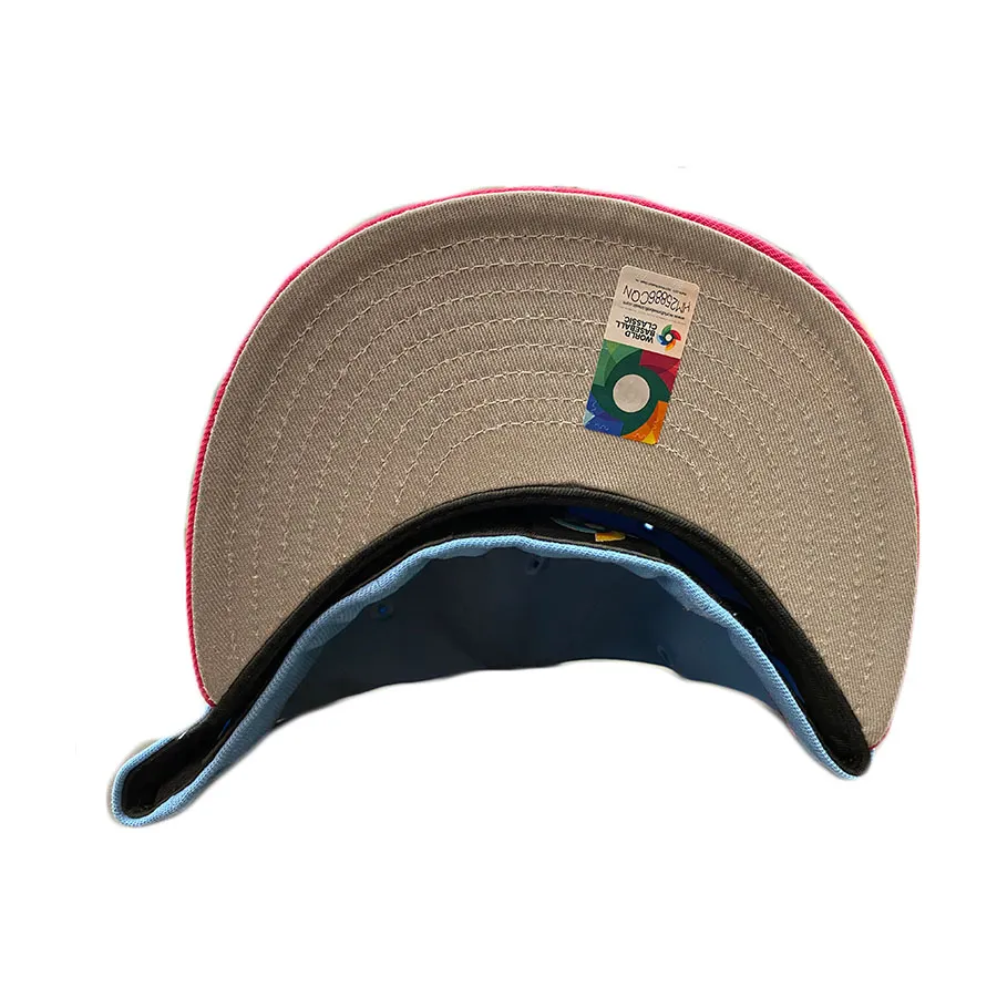 Kids Mexico Sky Blue Pink Two Tone WBC Flag Side Patch Gray UV 59FIFTY Fitted Hat