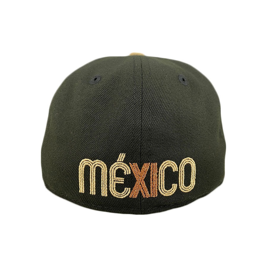 Kids Mexico Black and Tan Flag Side Patch Burnt Orange UV 59FIFTY Fitted Hat