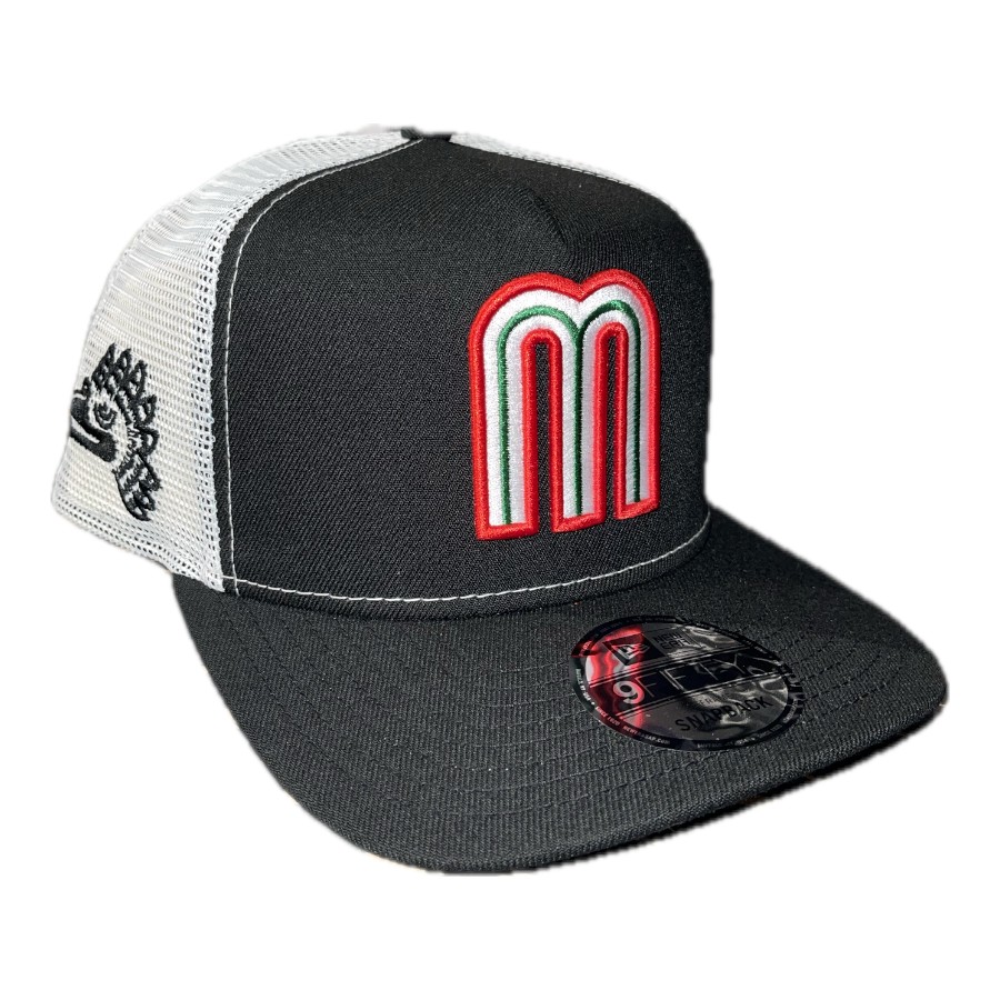 Mexico Black with White Mesh Back Aztec Eagle Patch Gray UV New